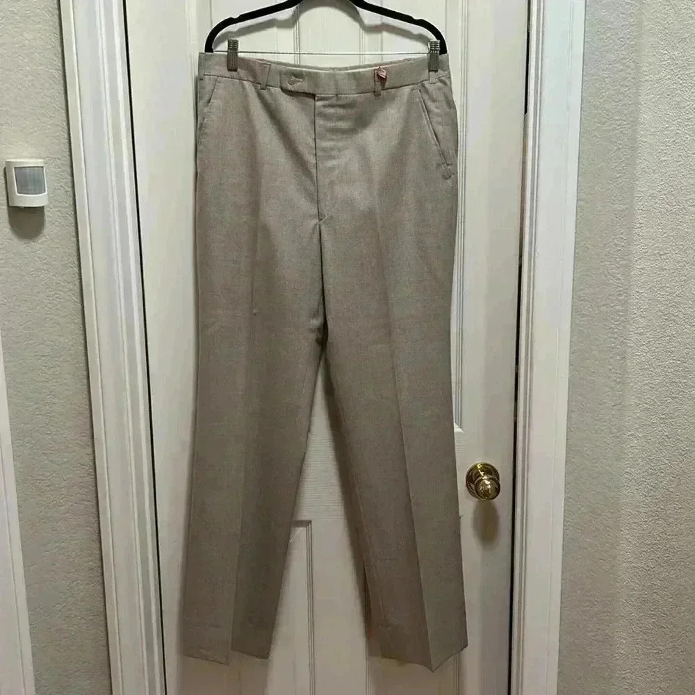 Vintage 80’s 100% Wool 3 Piece Suit Formal Wear Men’s Neutral Color 34x32 42R - Picture 8 of 16